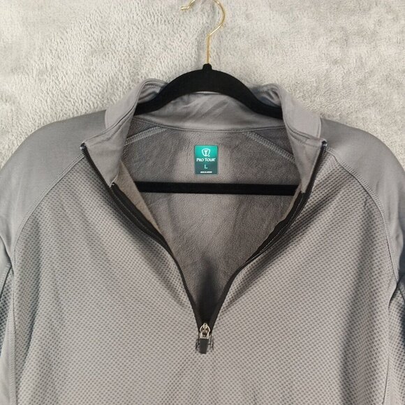 Gray Pullover Jacket 1/4 Zip Fleece Lined w/ Front Pockets SIZE LARGE - Picture 4 of 15
